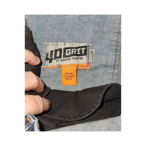 40 Grit Workwear Jeans By Duluth Trading Dark Wash Size 42x30 - Picture 3 of 4